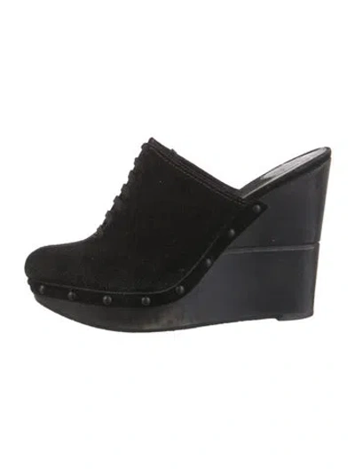 Pre-owned Diane Von Furstenberg Suede Mules In Black