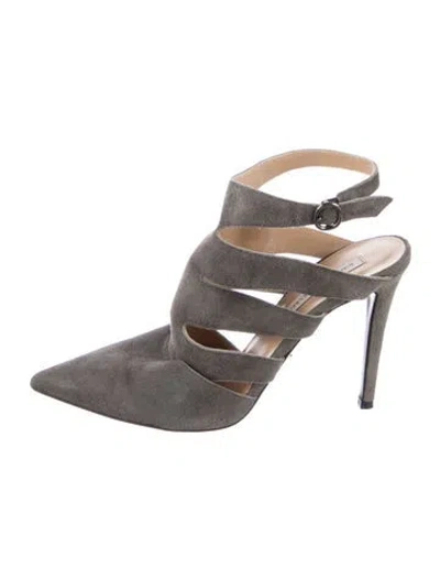 Pre-owned Diane Von Furstenberg Suede Slingback Pumps In Gray