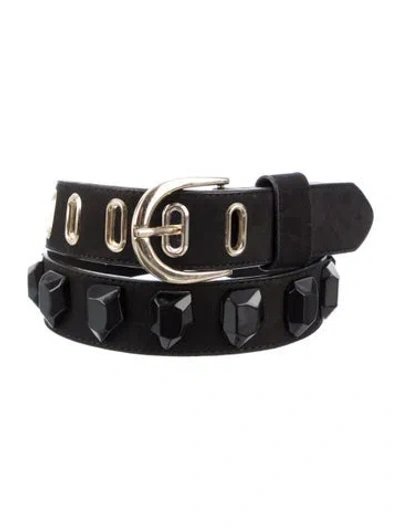 Pre-owned Diane Von Furstenberg Suede Studded Accents Belt In Black