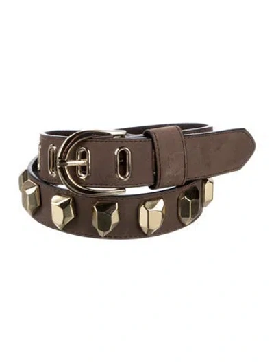 Pre-owned Diane Von Furstenberg Suede Studded Accents Belt In Brown