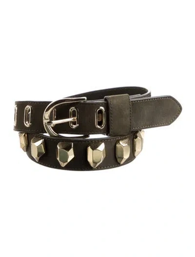 Pre-owned Diane Von Furstenberg Suede Studded Accents Belt In Green