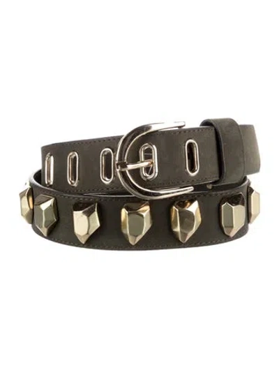 Pre-owned Diane Von Furstenberg Suede Studded Accents Waist Belt In Green