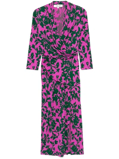 Diane Von Furstenberg Tash Midi Dress In Purple/green