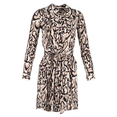 Diane Von Furstenberg Taya Leopard Drawstring Shirtdress In Animal Print Silk In Brown