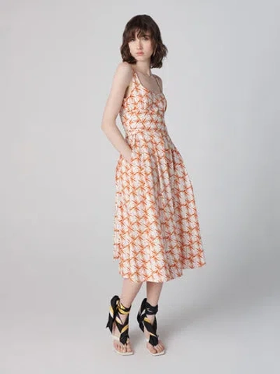 Diane Von Furstenberg Thalia Dress In Palm Geo Orange