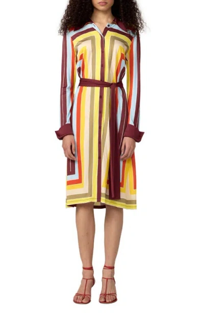 Diane Von Furstenberg The Diane Stripe Long Sleeve Jersey Shirtdress In Multi