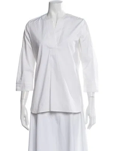 Pre-owned Diane Von Furstenberg Three-quarter Sleeve Tunic In Neutral