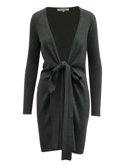 Pre-owned Diane Von Furstenberg Tie-fastening Wrap Dress In Gray
