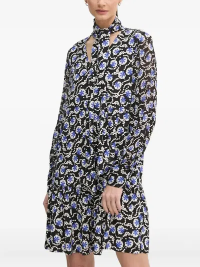 Diane Von Furstenberg Tie-neck Floral-print Dress In Multi
