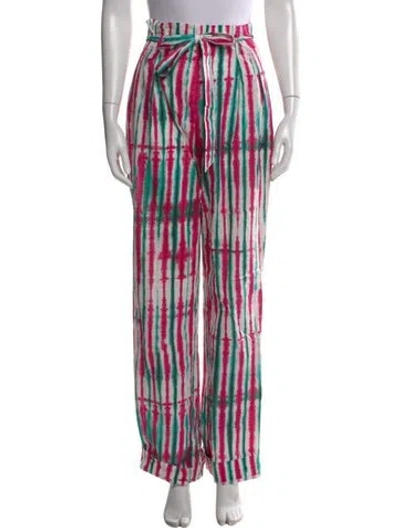 Pre-owned Diane Von Furstenberg Tie-dye Print Straight Leg Pants In Pink