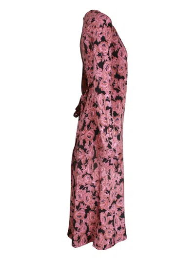 Pre-owned Diane Von Furstenberg Tilly Crepe De Chine Floral-print Wrap Midi Dress In Pink