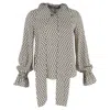 Diane Von Furstenberg Tina Tie Neck Blouse In Multicolor Polyester In Gray