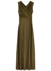 Diane Von Furstenberg Tomas Sleeveless Ruched Shimmer Gown In Brown