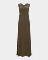 Diane Von Furstenberg Tomas Sleeveless Ruched Shimmer Gown In Golden Brown