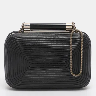 Pre-owned Diane Von Furstenberg Tonda Black Leather Minaudière Clutch