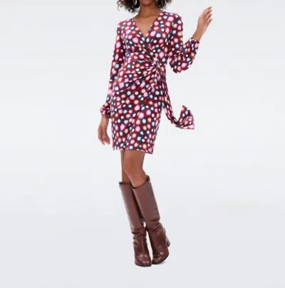 Diane Von Furstenberg Toronto Dress In Leopard Spots Wine Pink