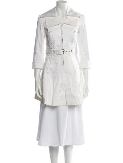 Pre-owned Diane Von Furstenberg Trench Coat In White