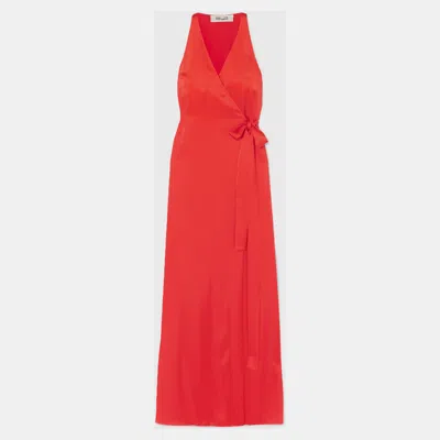 Pre-owned Diane Von Furstenberg Triacetate Gown 12 In Red