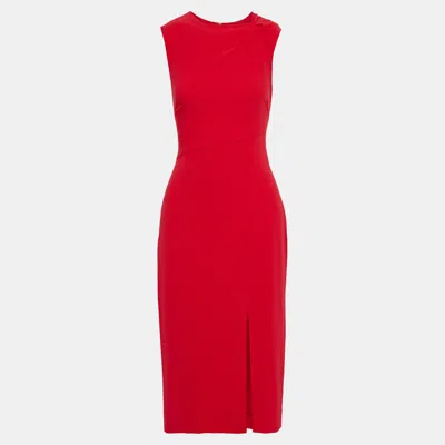 Pre-owned Diane Von Furstenberg Triacetate Midi Dress 14 In Red