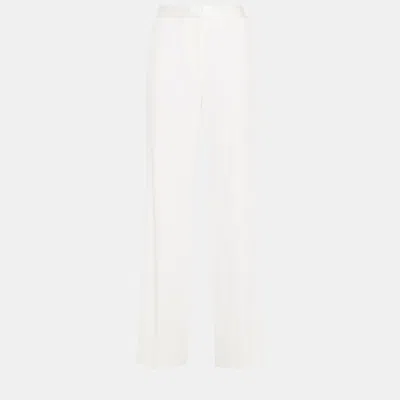 Pre-owned Diane Von Furstenberg Triacetate Straight Leg Trousers 10 In White
