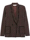 Diane Von Furstenberg Tailored Single-breasted Jacket With Geometric Pattern In Black