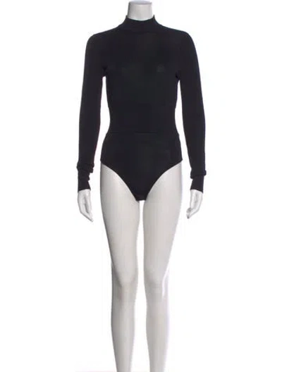 Pre-owned Diane Von Furstenberg Turtleneck Long Sleeve Bodysuit In Black
