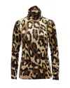Diane Von Furstenberg Turtleneck Sweater In Cheetah Print Wool In Beige
