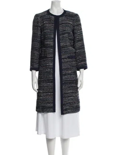Pre-owned Diane Von Furstenberg Tweed Pattern Coat In Blue