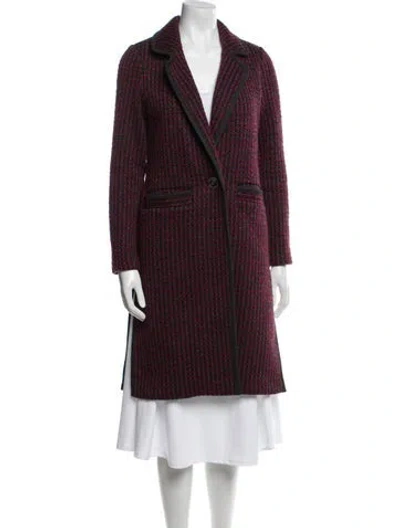 Pre-owned Diane Von Furstenberg Tweed Pattern Coat In Burgundy