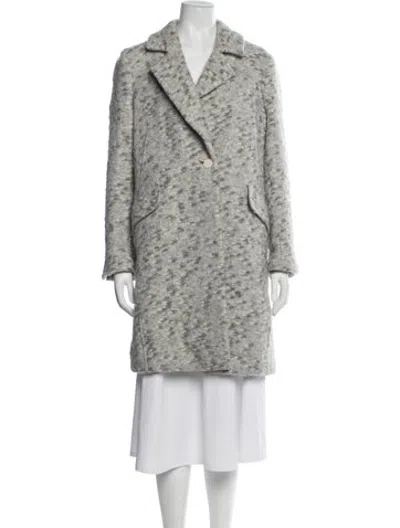 Pre-owned Diane Von Furstenberg Tweed Pattern Coat In Grey