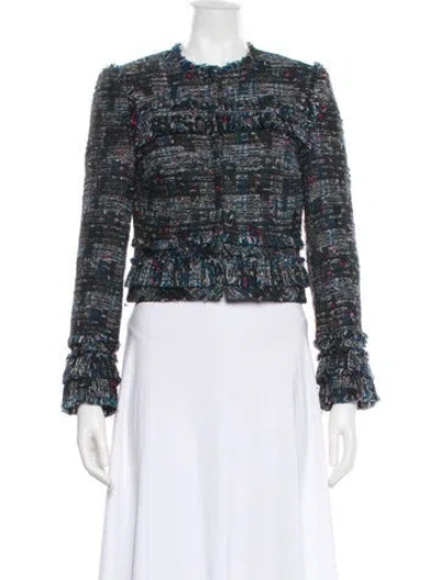 Pre-owned Diane Von Furstenberg Tweed Pattern Evening Jacket In Blue