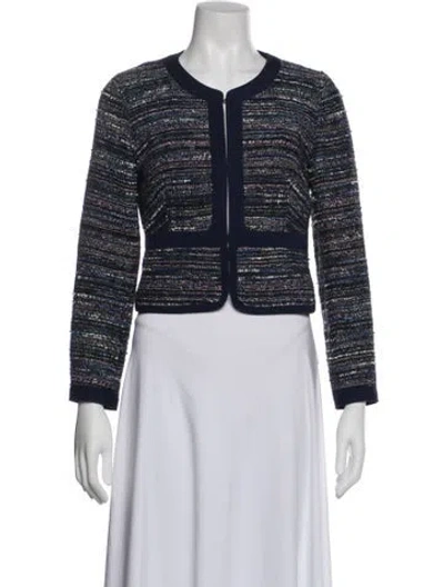 Pre-owned Diane Von Furstenberg Tweed Pattern Evening Jacket In Blue