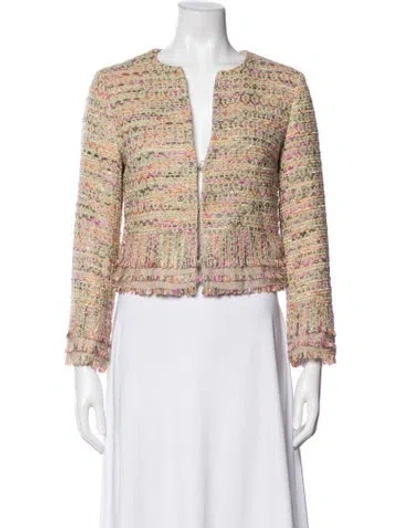Pre-owned Diane Von Furstenberg Tweed Pattern Evening Jacket In Neutrals