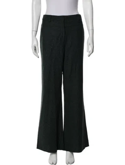 Pre-owned Diane Von Furstenberg Tweed Pattern Flared Pants In Green