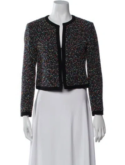 Pre-owned Diane Von Furstenberg Tweed Pattern Jacket In Black