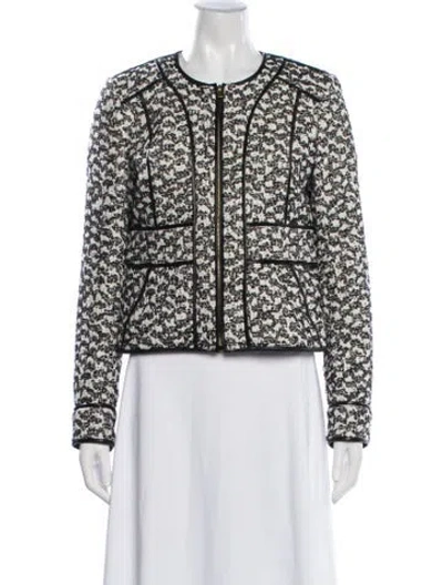 Pre-owned Diane Von Furstenberg Tweed Pattern Jacket In Black