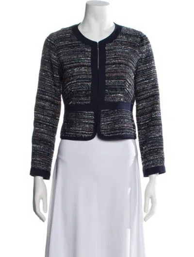 Pre-owned Diane Von Furstenberg Tweed Pattern Jacket In Blue