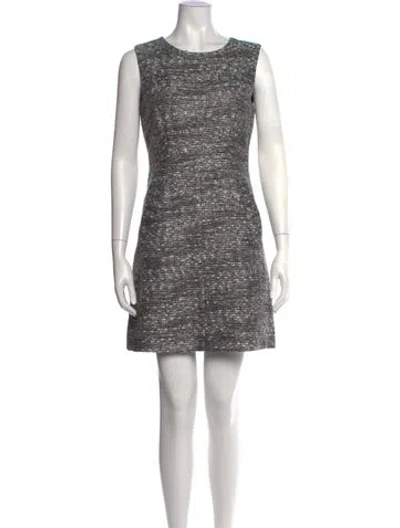 Pre-owned Diane Von Furstenberg Tweed Pattern Mini Dress In Gray