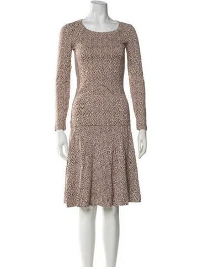 Pre-owned Diane Von Furstenberg Tweed Pattern Pleated Accents Skirt Set In Brown