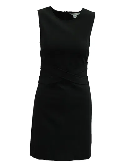 Pre-owned Diane Von Furstenberg Twisted-panel Shift Dress In Black