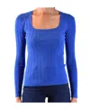 Diane Von Furstenberg U-neck Long-sleeved Sweater In Blue