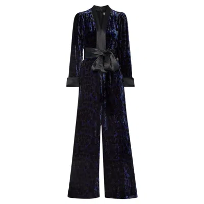 Pre-owned Diane Von Furstenberg Unworn Dvf  Evening Velvet Jumpsuit Overall Size 0 In Black