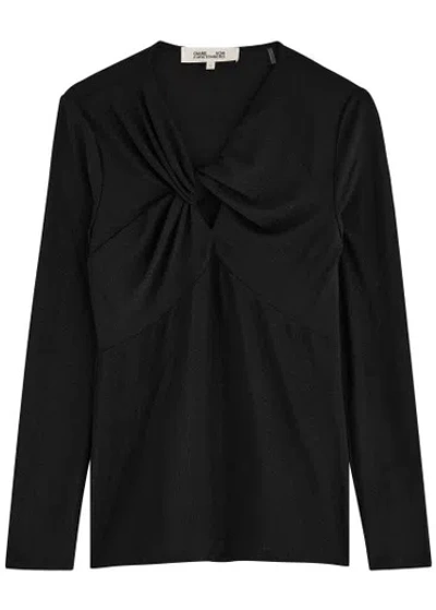 Diane Von Furstenberg Ursula Knotted Lamé Top In Black