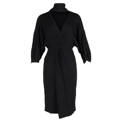 Diane Von Furstenberg V-neck Knee Length Dress In Black Acetate