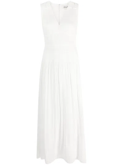 Diane Von Furstenberg V-neck Sleeveless Maxi Dress In White