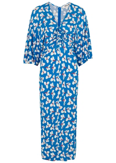 Diane Von Furstenberg Valerie Floral-print Jersey Midi Dress In Blue