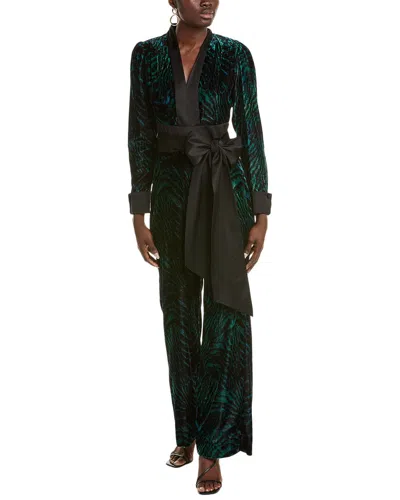 Diane Von Furstenberg Vegas Velvet Jumpsuit In Green