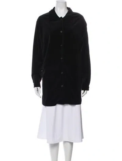 Pre-owned Diane Von Furstenberg Velvet Peacoat In Black