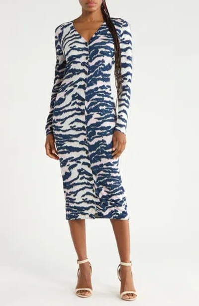 Diane Von Furstenberg Venice Long Cardigan In Blue