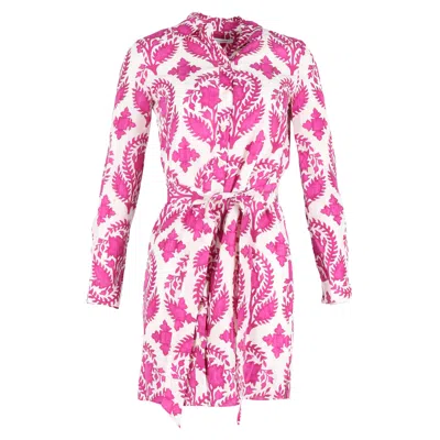 Diane Von Furstenberg Vera Printed Shirt Dress In Pink Silk